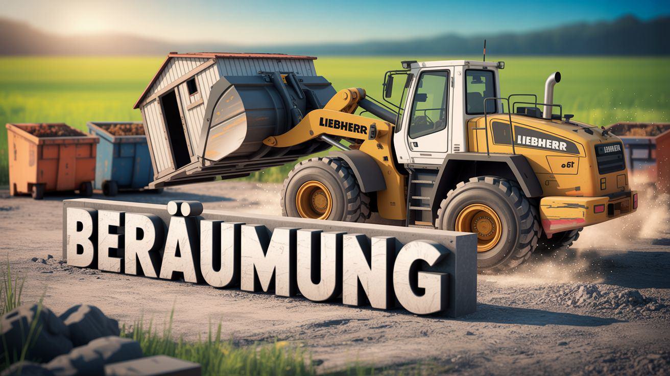 Liebher Radlader beräumt Grundstück